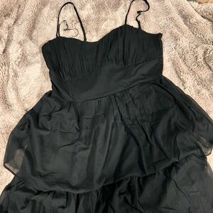 American Eagle Outfitters Black Strapless Ruffle Dress